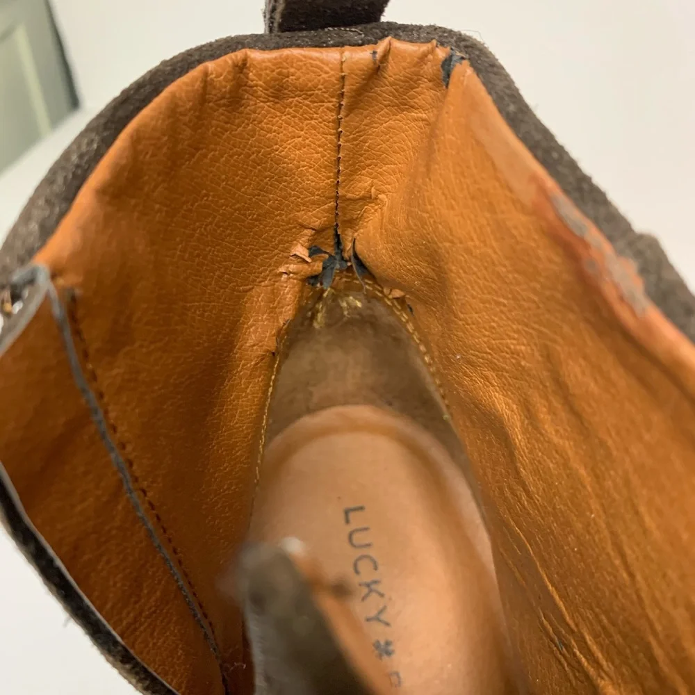 Lucky Brand Natania 9 medium bootie bracken suede zip moto western